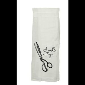 Twisted Wares “I Will Cut You” Flour Sack Style Towel 28” x 29” 100% Cot…